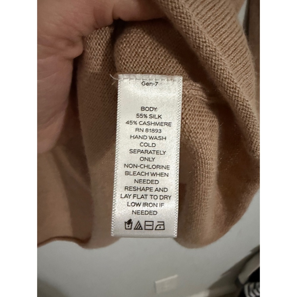 G.I.L.I. Silk Cashmere Blend Boat Neck Tunic Sweater Camel Tan Womens Medium - Picture 3 of 6